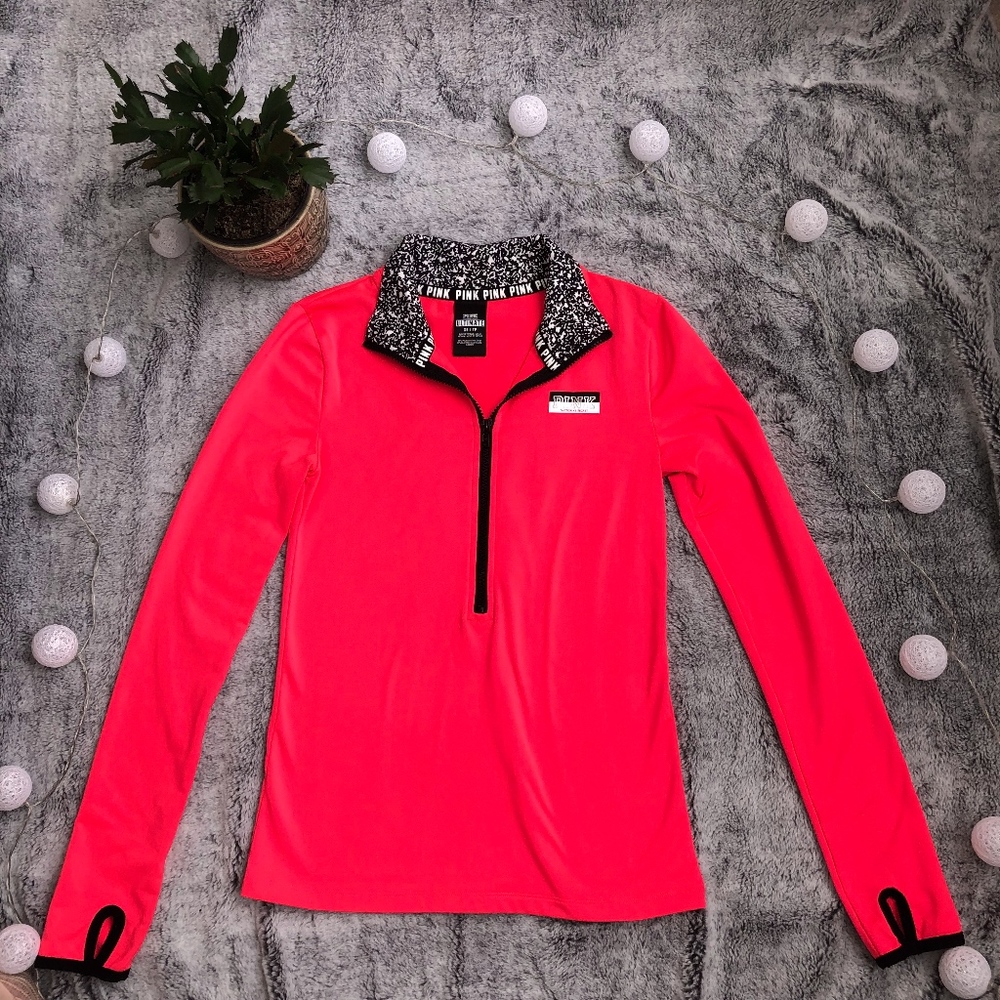 VS PINK Neon Pink Quarter Zip Jacket